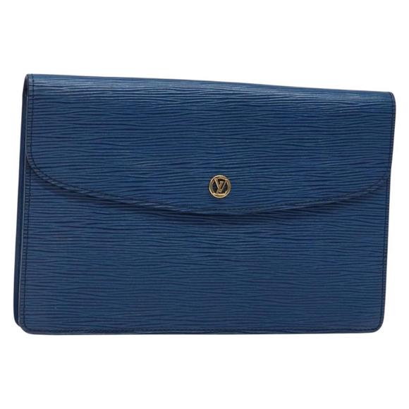 LOUIS VUITTON Epi Montaigne 27 Clutch Bag Blue M52655 LV Auth 135873 - Picture 1 of 16
